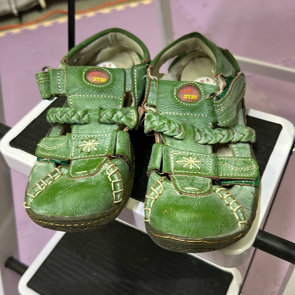 TMA EYES Green Closed Toe Braided Leather Sandal Size EU 36 US 5.5